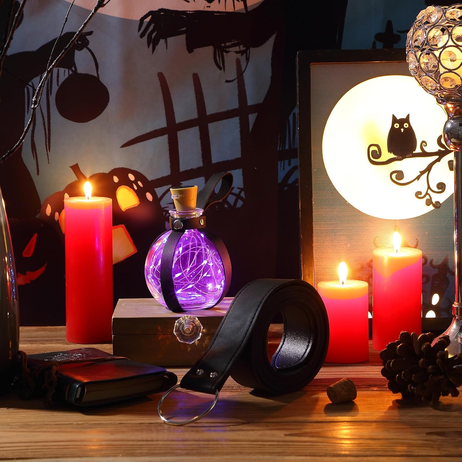 Geyoga Halloween Witch Potion Bottle Solar Light,Black with Purple Light