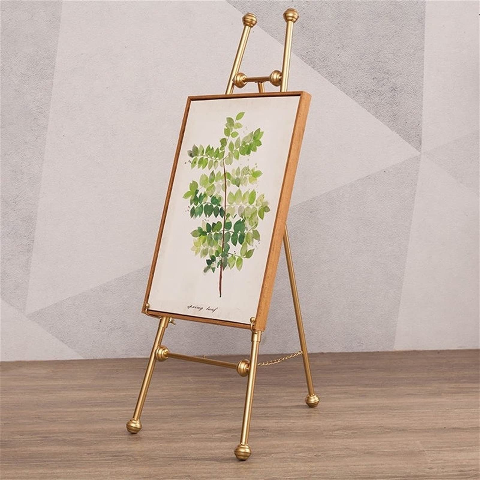 Statyw ślubny wspornik z kutego żelaza, balkon malowanie salonu sztaluga klub balowy trójkątny wspornik plakatowy jako prezenty na nowy rok (złoto 50 * 60 * 150cm)