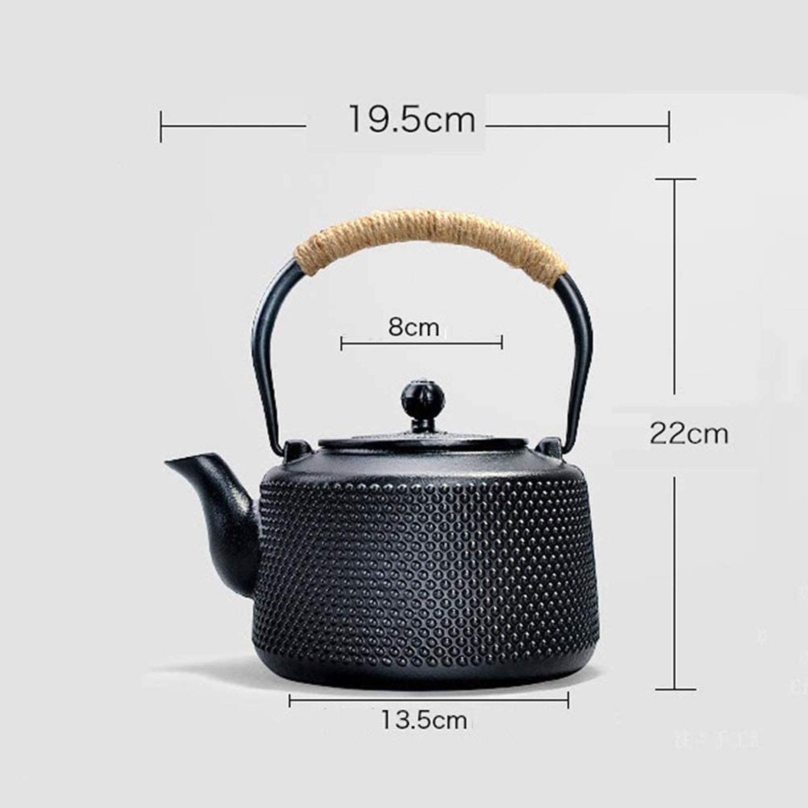 Tetera 1600ml Tetera De Hierro Fundido Japonés Grande con Infusor/Filtro De Acero Inoxidable, Antiguo Punto Pequeño Tetal Tetal Tetal como Regalo Negro