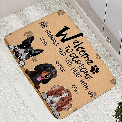 Miniatura 5 de Tapetes para Recamaras - Alfombra grande de 20 x 32 pulgadas con nombre personalizado de bienvenida a perros, alfombras bohemias decorativas de