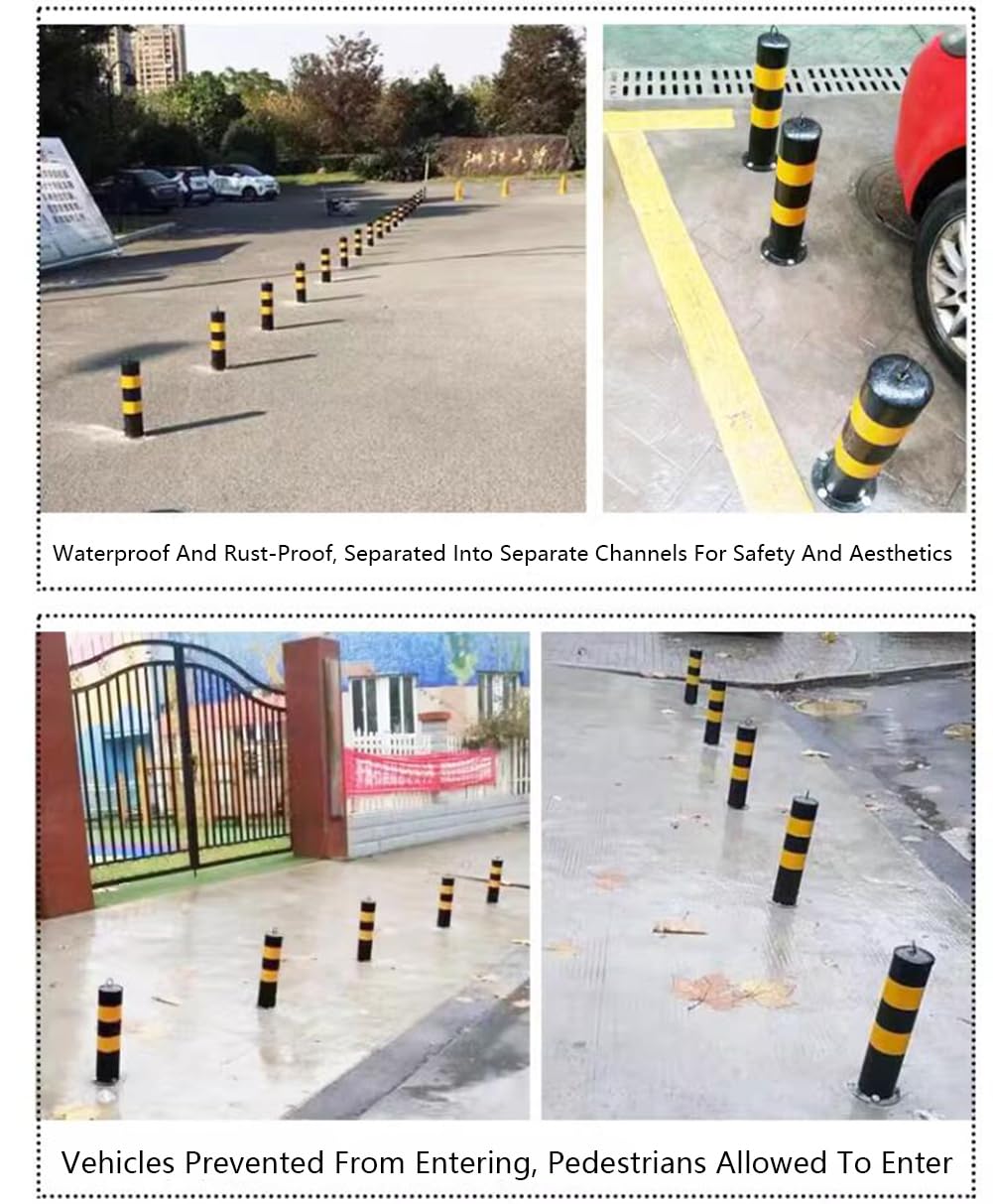 Sicurezza Paletto Dissuasore, Tubo D'acciaio Parcheggio Posto Di Sbarramento, Palo Di Parcheggio Con 2 Serrature E 6 Bulloni Di Ancoraggio Per Il Controllo Del Traffico (2 Pack), 80cm