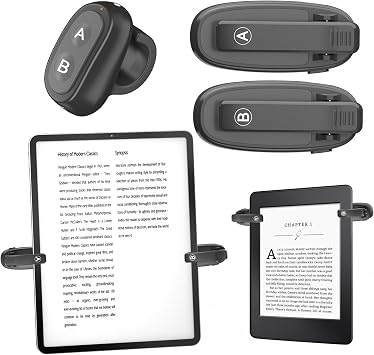 [2 Clips] Finger Ring Page Turner Remote for Kindle Paperwhite Remote Page Turner Accessories for Kindle Clip Clicker Rechargeable Page Turner for Ipad Android Tablets Phone Camera Triggers