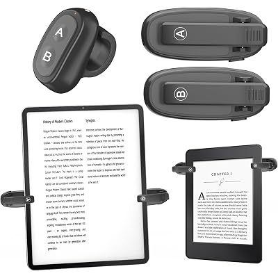 [2 Clips] Finger Ring Page Turner Remote for Kindle Paperwhite Remote Page Turner Accessories for Kindle Clip Clicker Rechargeable Page Turner for Ipad Android Tablets Phone Camera Triggers