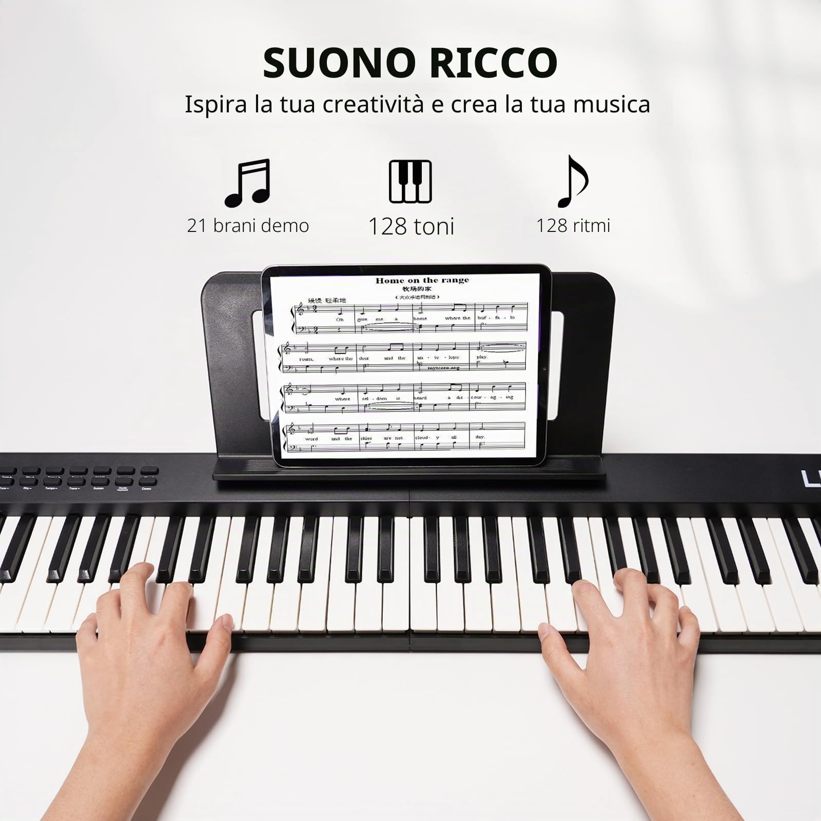 LEKATO 88 tasti tastiera pianoforte pieghevole, tastiera semi-pesata con pedale Sustian,borsa per il trasporto,MIDI,Bluetooth, split,pianoforte digitale portatile per principianti bambini adulti