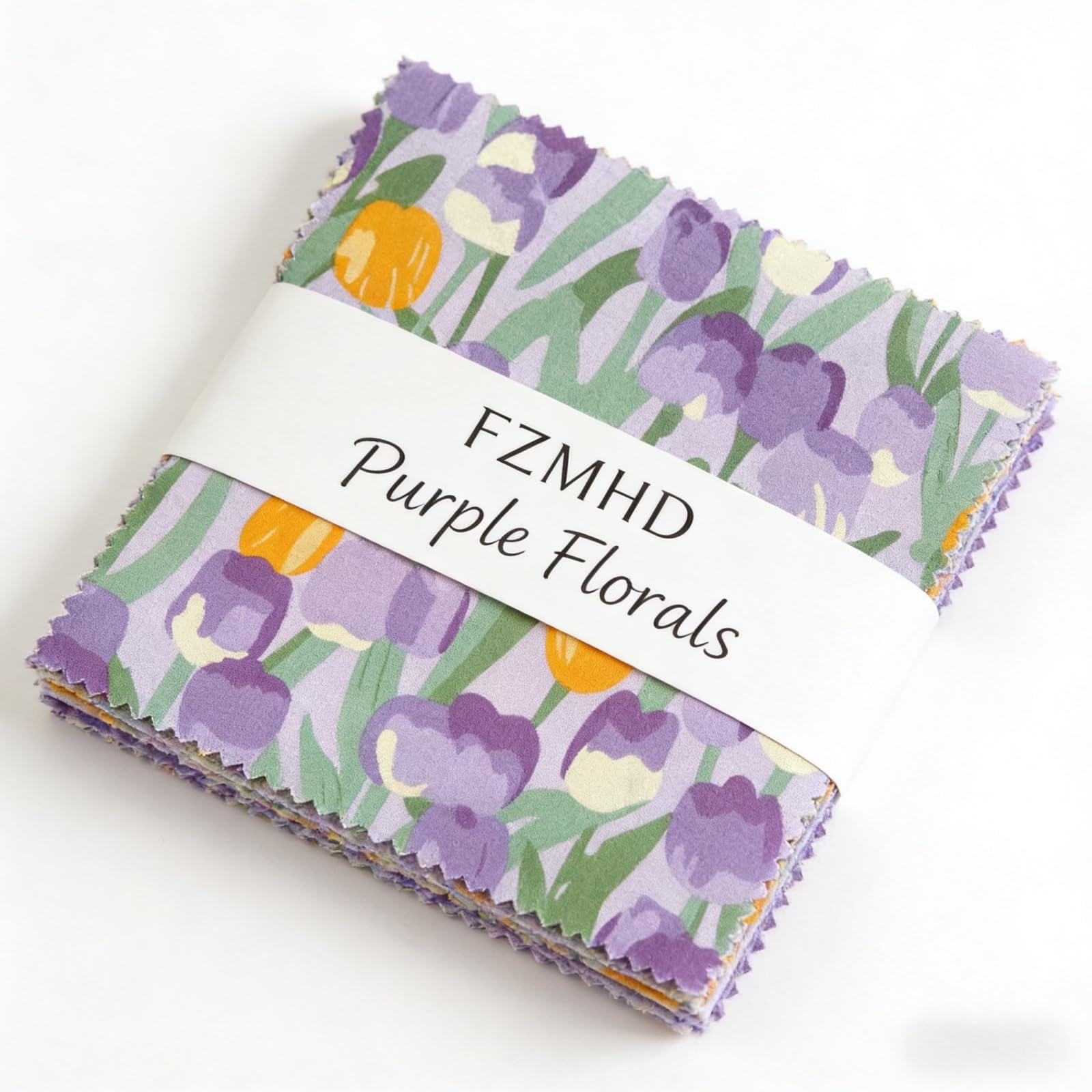 42 PCS 5x5 Inch Purple Floral Cotton Fabric Squares Charm Pack, Precut Quilt Squares for DIY Sewing, Quilting & Scrapbooking Projects - 1