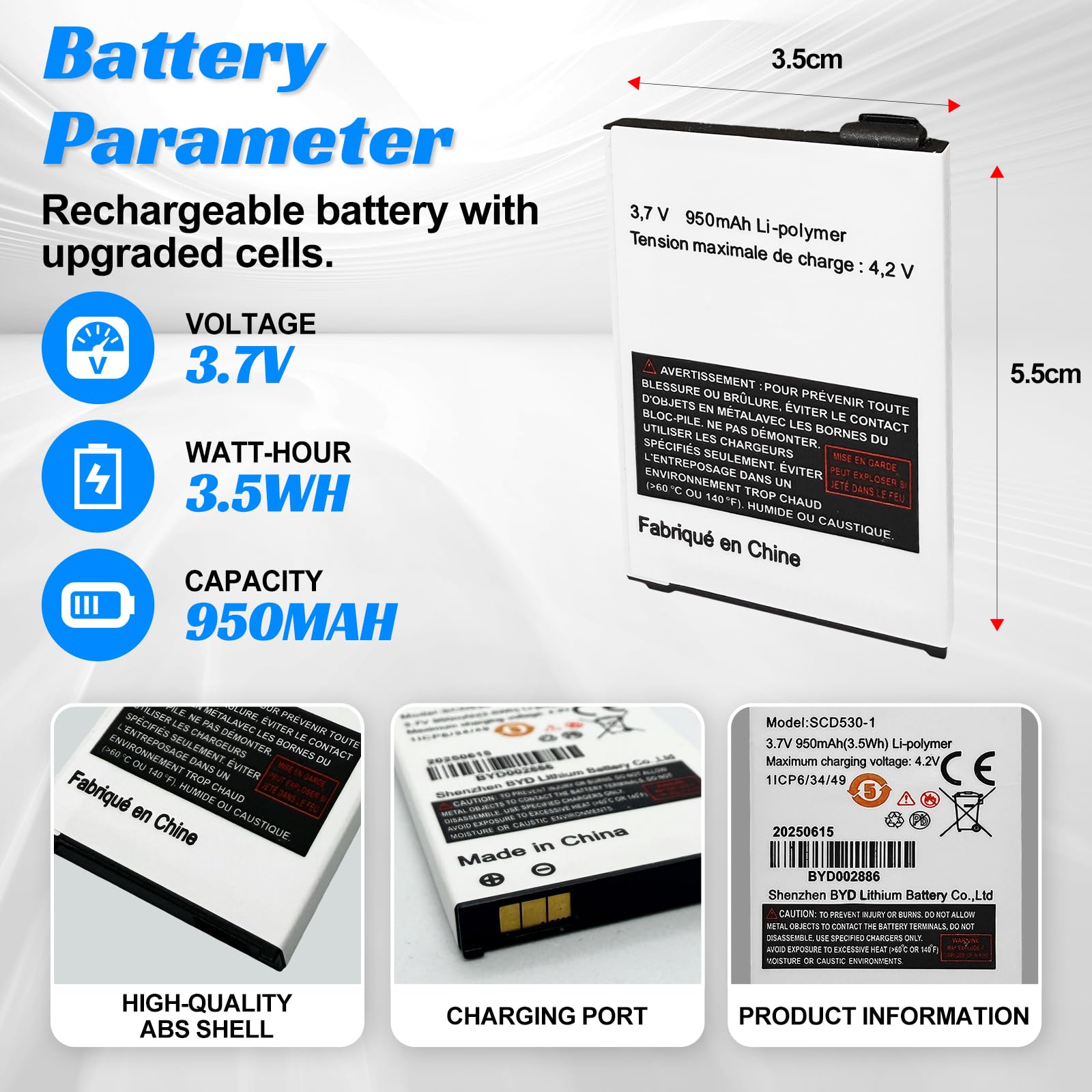 Batteria compatibile con Nuk Babyphone,Philips Avent, V-Tech Babytalker. Sostituisce i modelli: Nuk 10256296,BM300,Eco Control + Video,Philips Avent SCD530,SCD535,SCD536,SCD540,V-Tech BT298555 ecc.