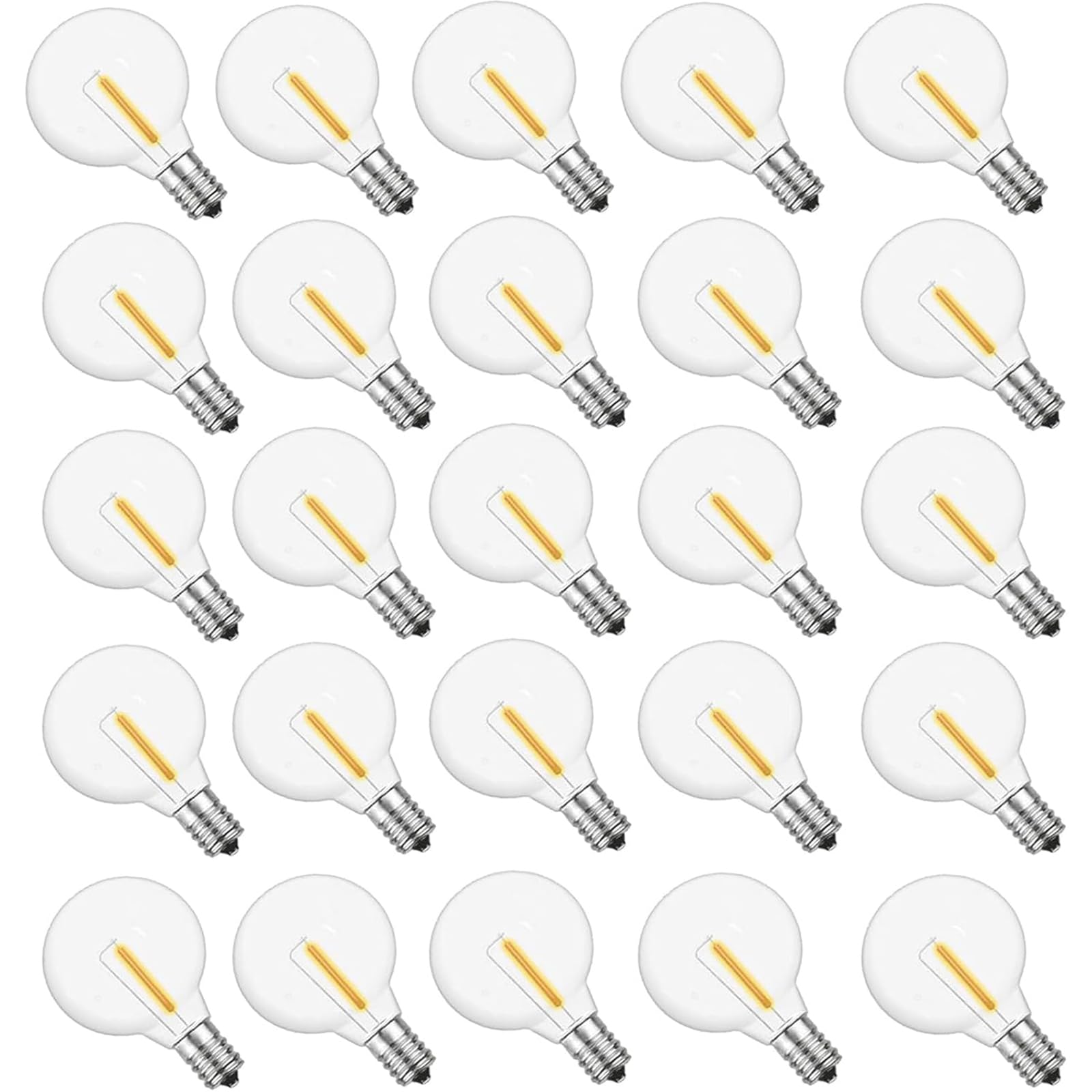 G40 LED Replacement Light Bulbs 1W LED Plastic Clear Globe Bulb fits E12 C7 Candelabra Screw Base Sockets