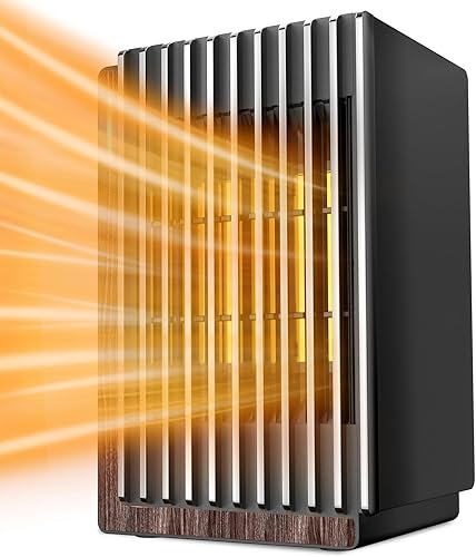 Calentador de espacio, calentador eléctrico portátil, calentador pequeño de cerámica PTC de 1200 W con 2 modos de temperatura, ajustes de