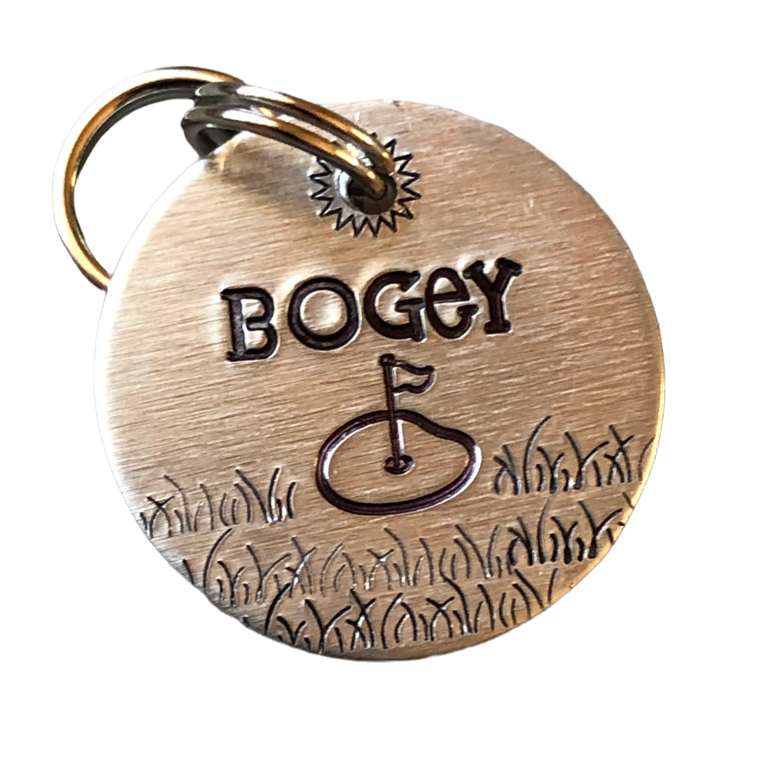 Golf Name Tag for Dog - Hand Stamped Pet ID - Dog Tag for Golf Lover - Bogey - Golf Tee