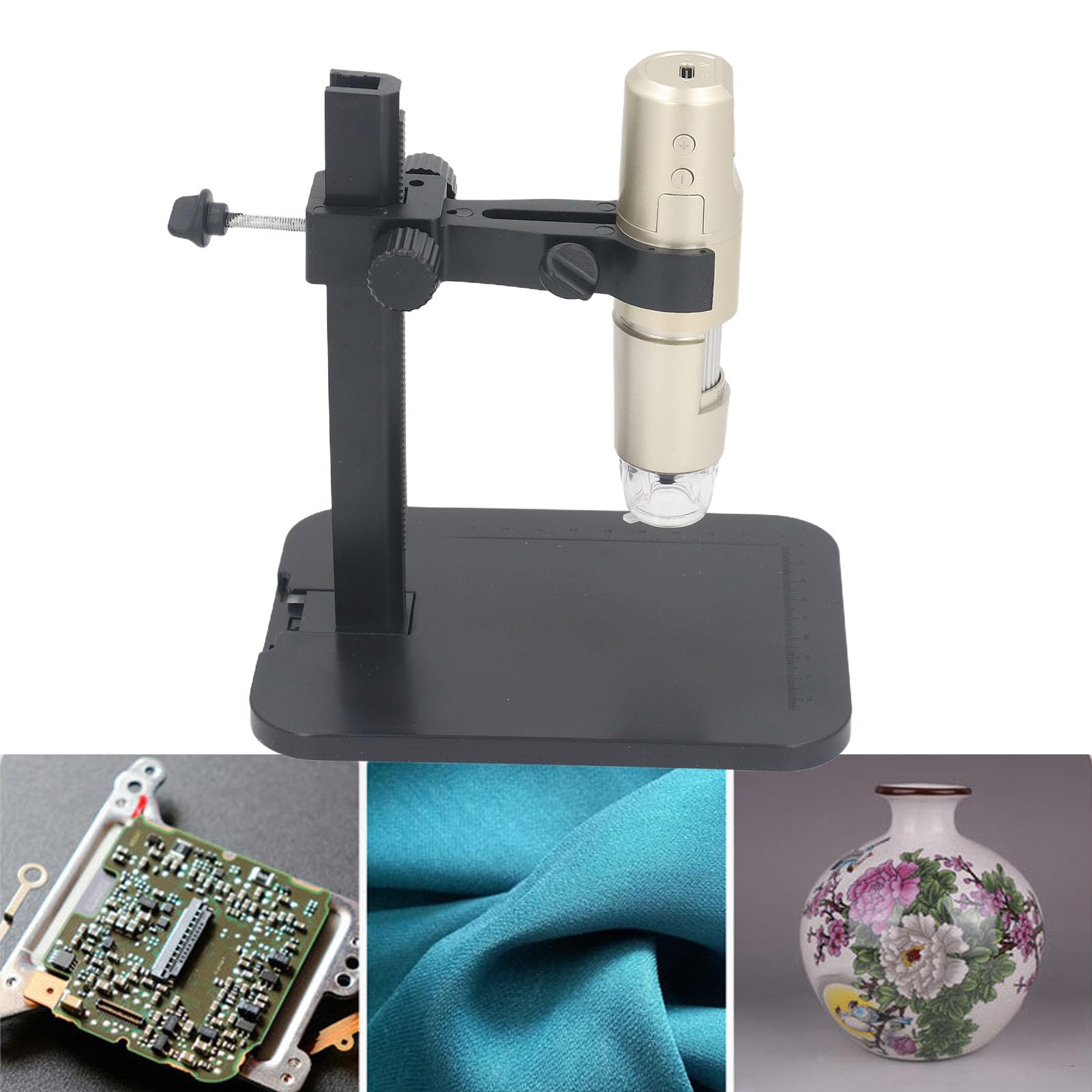 Microscopio Digital WiFi 1600X, Cámara de Microscopio USB Inalámbrica con Soporte Ajustable, 1080P HD de Mano para Inspección de PCB de Plantas, 8 Luces LED Recargables
