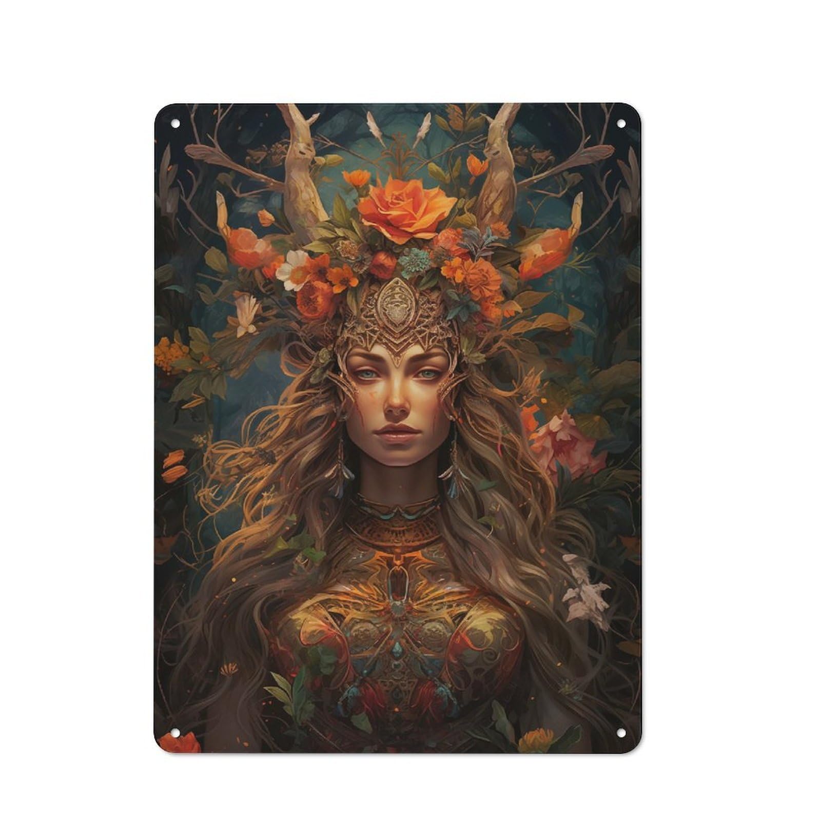 Junmoney The Forest Druid Retro Tin Wall Plaque 40X30cm Featuring For Garage Wall, New Home Wall Decor For People Furnishing A Garage