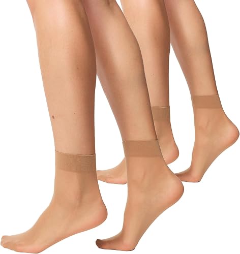 Nur Die 2er Pack Söckchen 20 DEN transparente Nylon Feinsöckchen matt breiter Komfortbund Damen