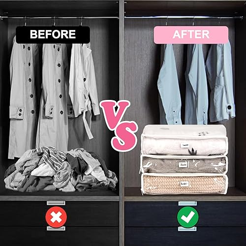 Miniatura 4 de 16 bolsas de almacenamiento de vinilo transparente con cremallera, bolsas de almacenamiento de plástico para suéteres, bolsas de almacenamiento de