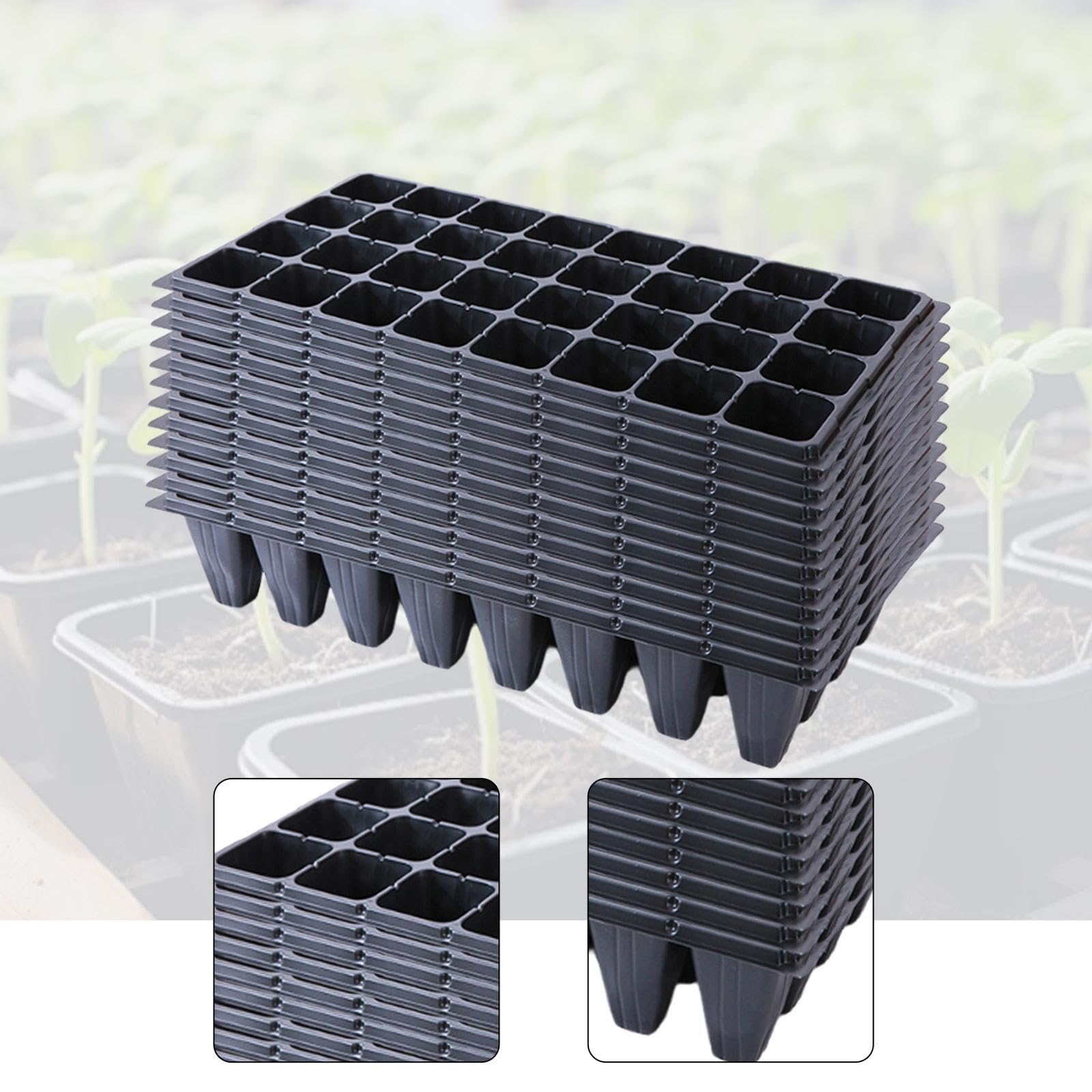 12 Bandejas para Semilleros, Bandejas de Propagación, Bandejas de Plantación, Bandejas Multicompartimento de Polipropileno (PP) para Plantación, 32 Celdas