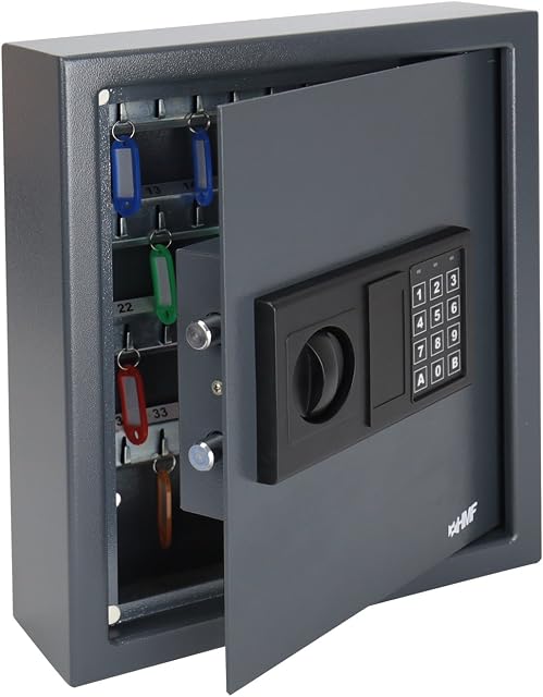 HMF 2048-11 Key Safe with Electronic Lock | 48 Hooks | 36 x 30 x 10 cm | Anthracite