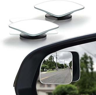 LivTee Blind Spot Mirror, Fan HD Glass Frameless Convex Rear View Mirror with wide angle Adjustable Stick for Cars SUV and Trucks, Pack of 4