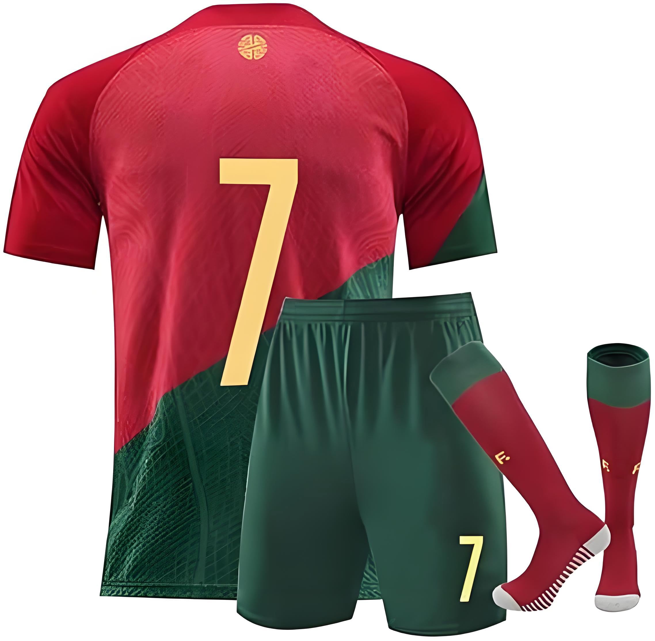 Soccer Jersey, 2022 Football Jersey, T-Shirt Boys Girls Kids Youth Jersey Socks Soccer Shirt Kit Set (US, Numeric, 28, Regular, Red)