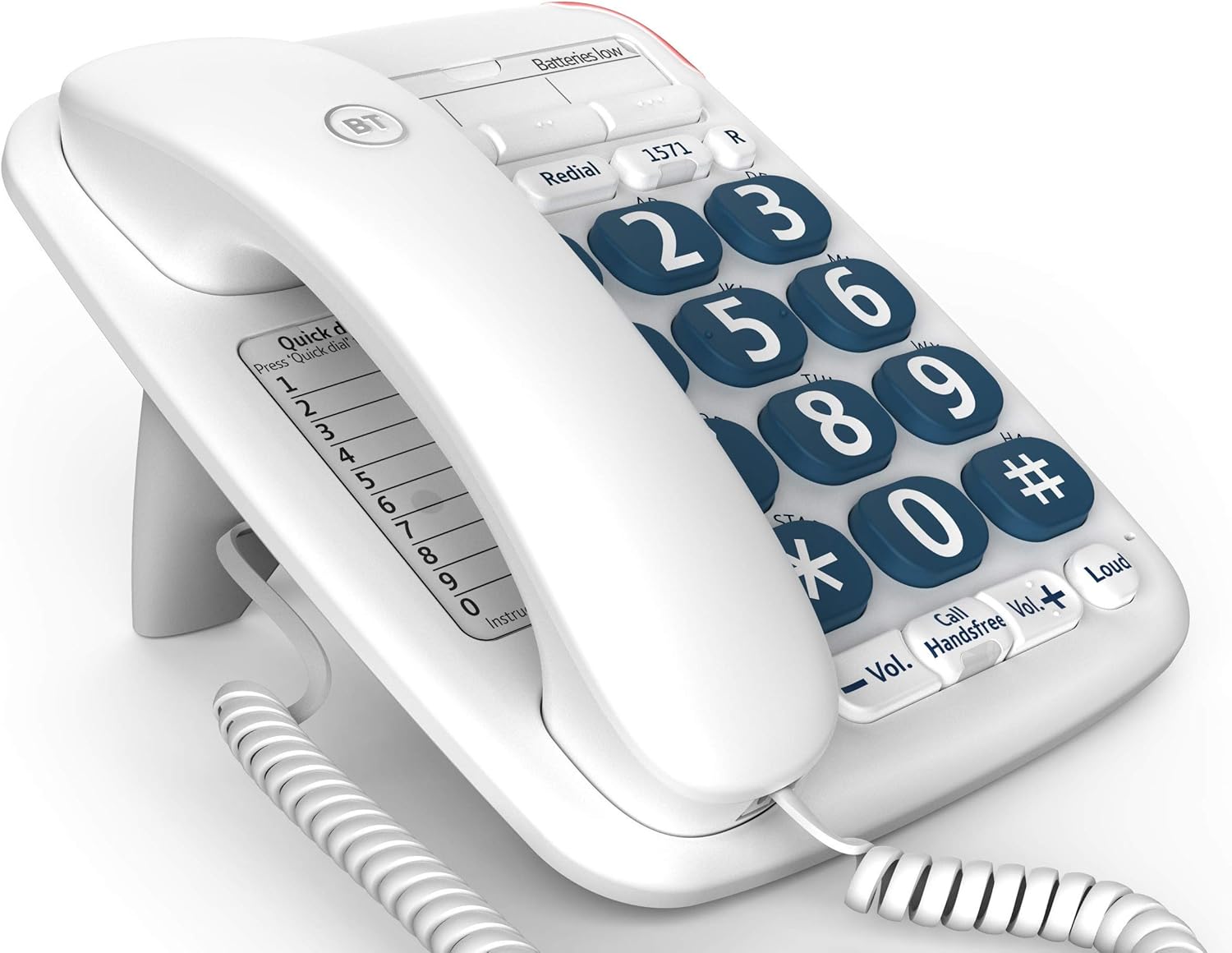 BT Big Button 200 Corded Telephone White Office Products