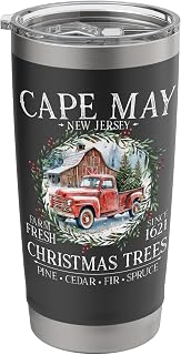 Cape May New Jersey Farm Fresh Christmas Trees White Stainless Steel Insulated Tumbler