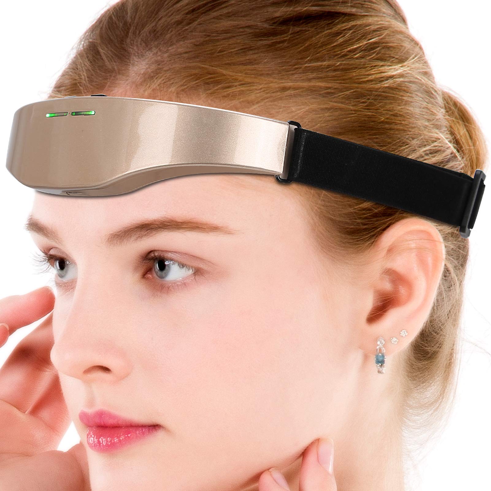 The ZJchao Electric Head Sleep Instrument in use, with a person sleeping peacefully in the background, suggesting its benefit for sleep quality.