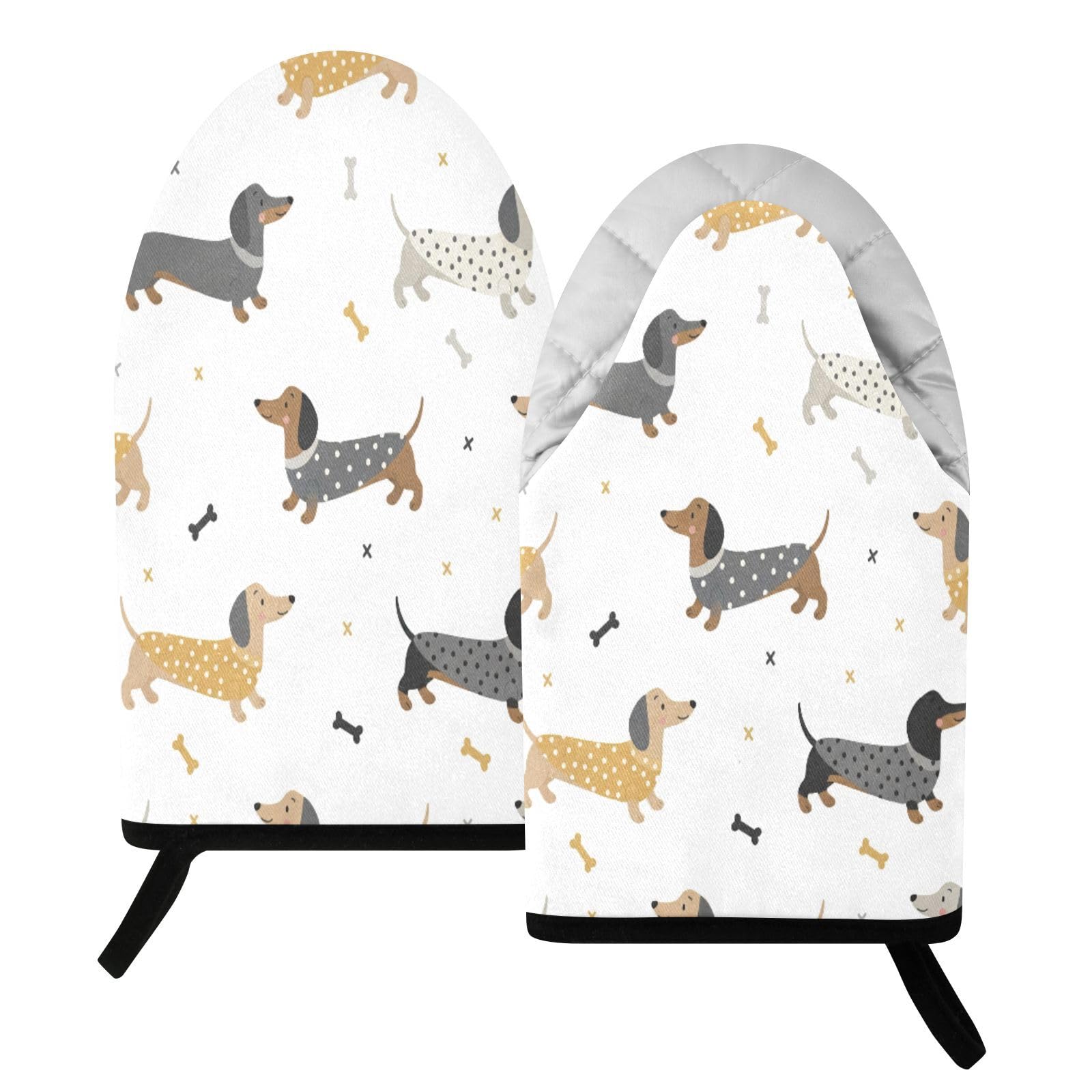BURSTDDY Dachshund Oven Mitt,Heat Resistant Kitchen Mitts for Cooking