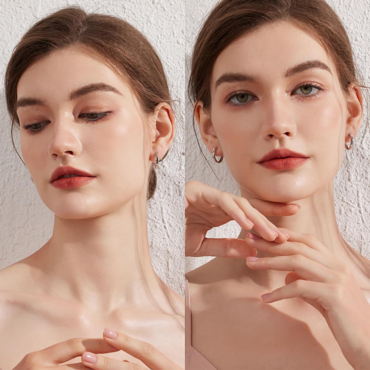 18K White Gold/Gold Plated Hoop Earrings with 925 Sterling Silver Ear Post for Men Women, Hypoallergenic and Nickel Free, Ideal For Sensitive Ears,Size 18-21-25mm - Image 4