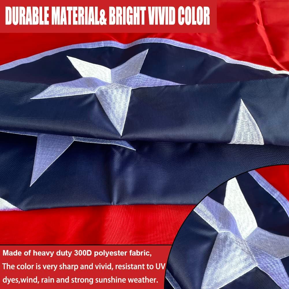 Tennessee State Flag Embroidered 3x5 Outdoor Double Sided Heavy Duty Embroidered State of Tennessee TN State Flags Banner for Outside with 2 Brass Grommets Vivid Colors Waterproof