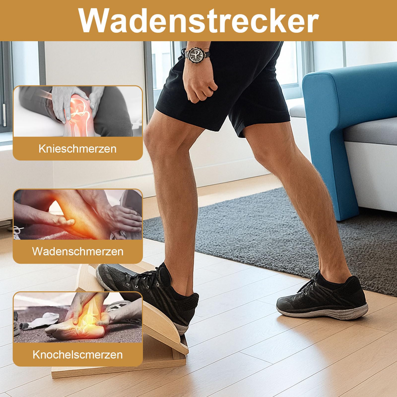 Slant Board regolabile 25°-40°, in legno antiscivolo per esercizi di stretching, Knieretter & Mobility Board per fitness, riabilitazione e palestra