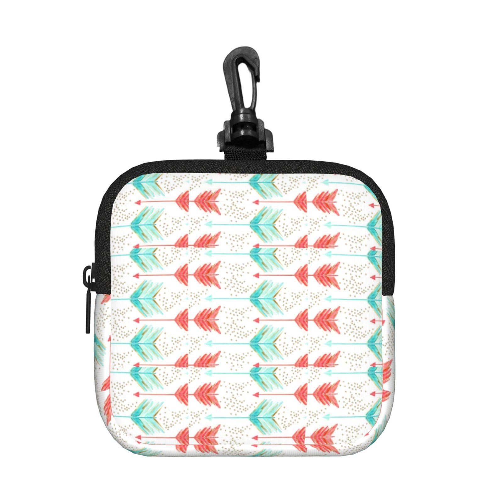 Ercgad Unisex Black Coral And Teal Arrows Print Square Storage Bag Travel Toiletry Cosmetic Organizer Pouch Lightweight Reusable