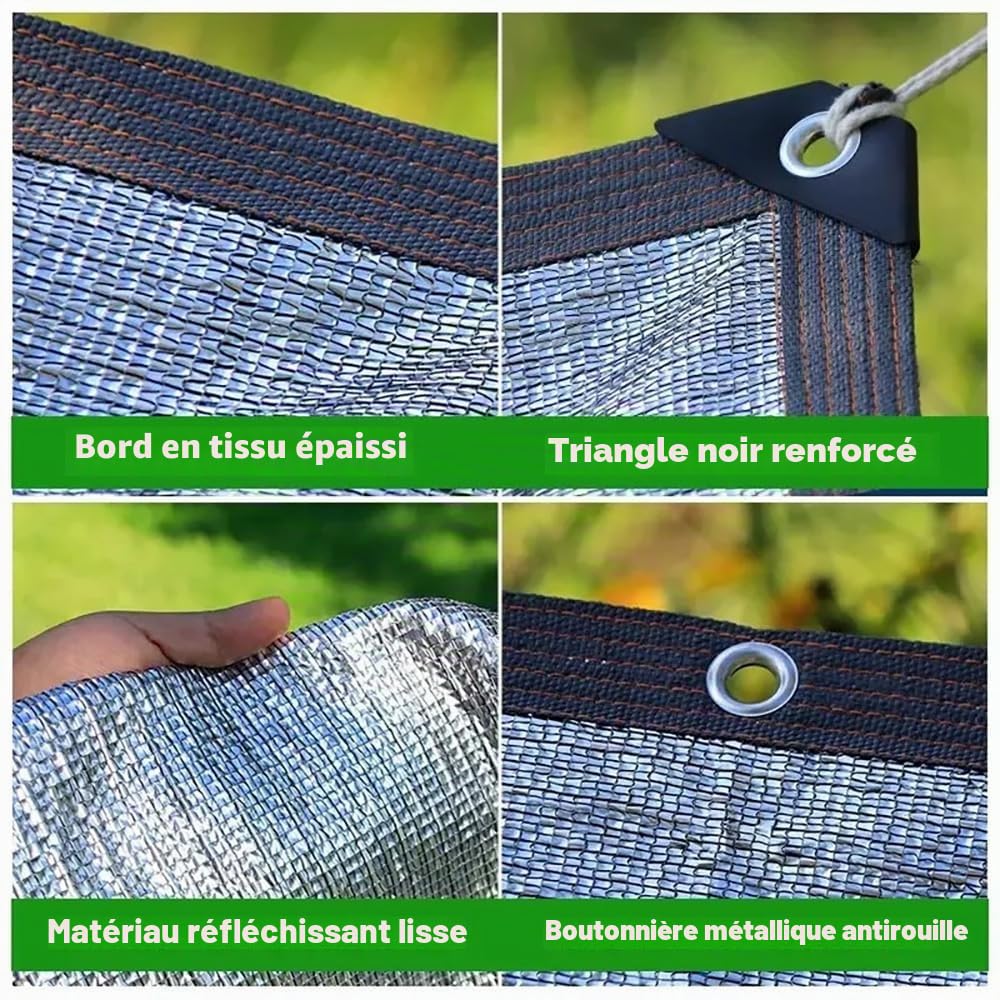 NEWFUN Toile Pergola 4x3, Protection Thermique en Aluminium avec œillets, Protection UV à 80%, Adaptée aux Voitures, SUV, Camping-Cars, Voyages et Camping