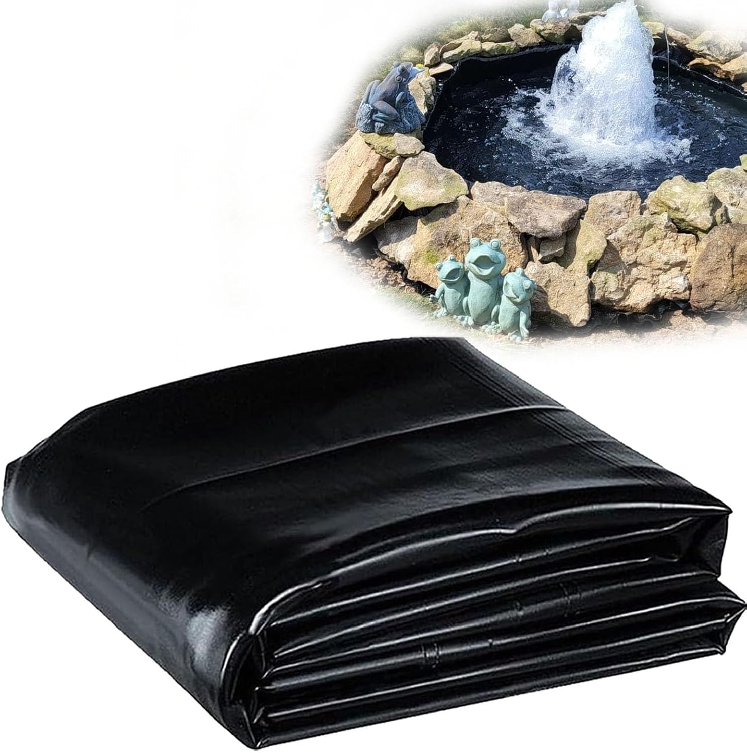 Black Pond Liner Heavy Duty Underlay Sealing Film Pond Membrane Outdoor Fish Pond Tarpaulin Water Garden Damp Proof Membrane 6.5x9.8ft 13.1x19.7ft 16.4x26.2ft(13.1x16.4ft)