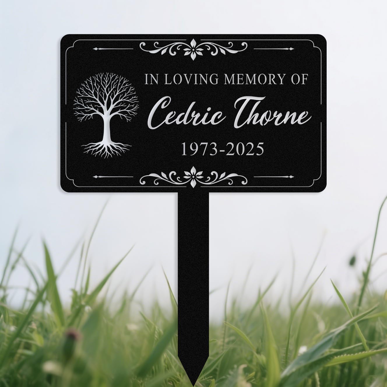 Custom Metal Family Tree Memorial Grave Marker,Personalized Memorial Stake for Cemetery,Outdoor Remembrance Decoration,Sympathy Gift,Garden Stakes
