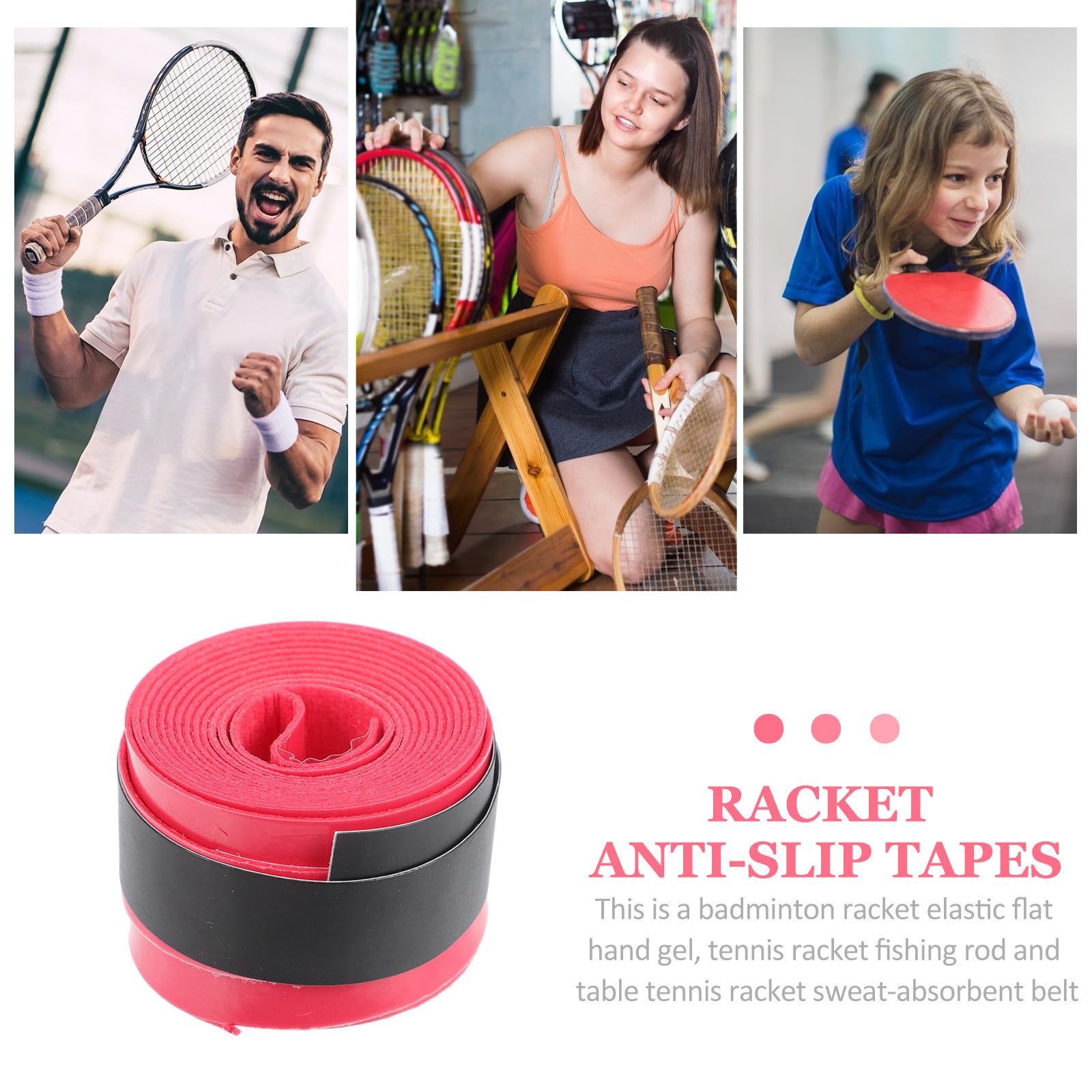 60 Pezzi Grip Racchetta Tennis Rosso Pu Antiscivolo