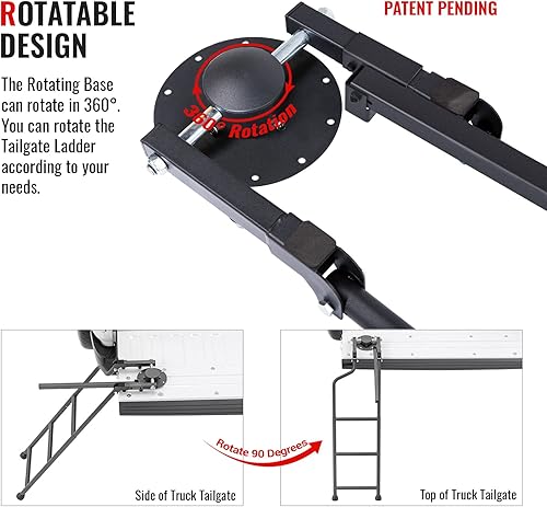 Vista 3 de AA Product Portaequipaje plegable para puerta trasera de camioneta, escalera para puerta trasera de camioneta con pasamanos para camiones, fácil