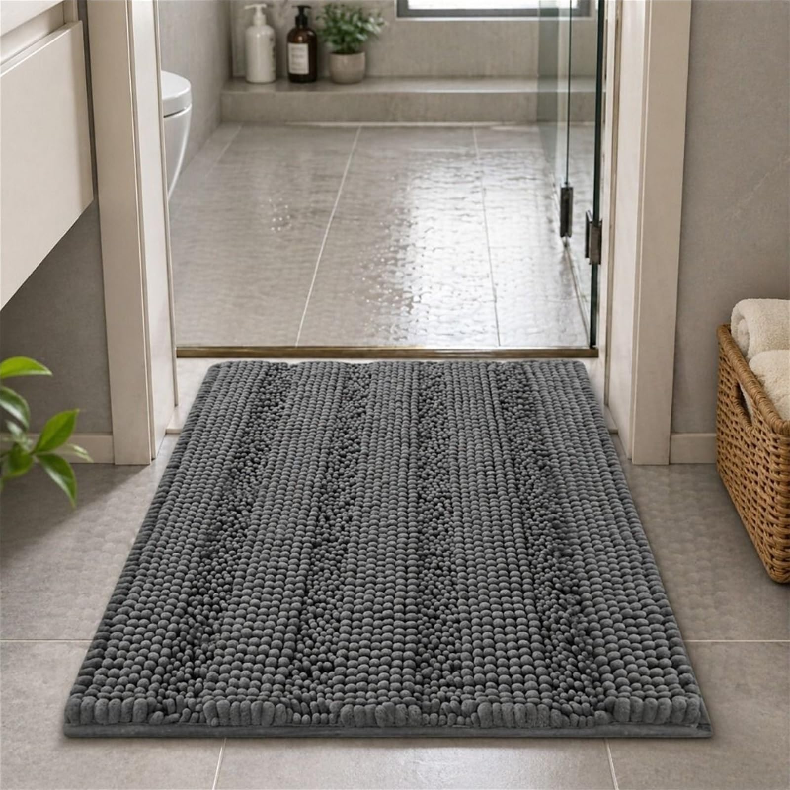 Tapis De Bain en Chenille Épaissi Confortable