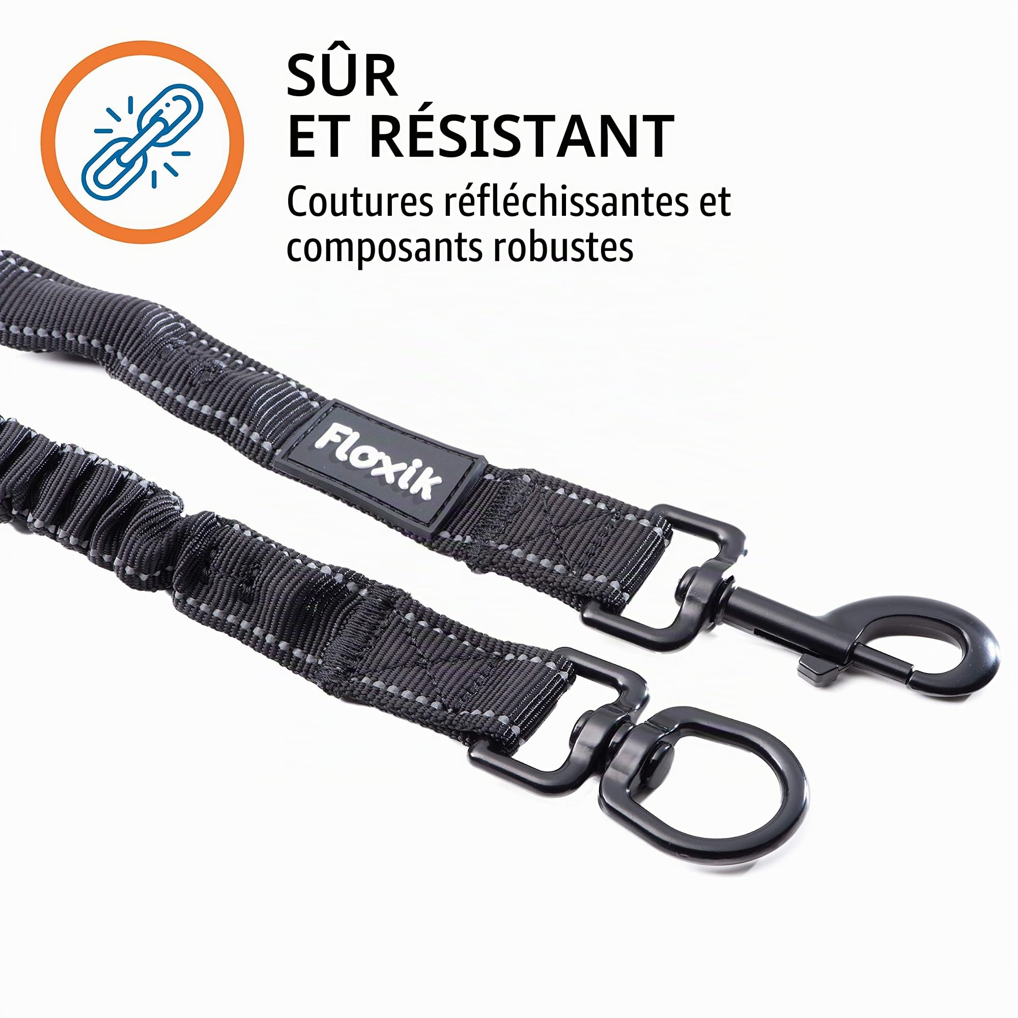 Floxik Amortisseur de chocs pour chien - Solide - Extension de laisse élastique et robuste pour chaque laisse de chien - Idéal pour la marche, le jogging et le cyclisme