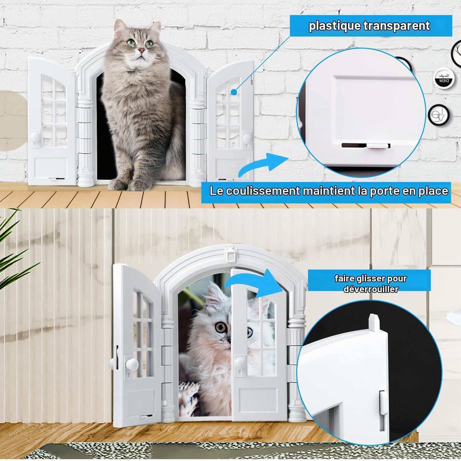 BOXOB Cat Flap Door, porte pour coin de porte intérieure et fenêtre murale extérieure