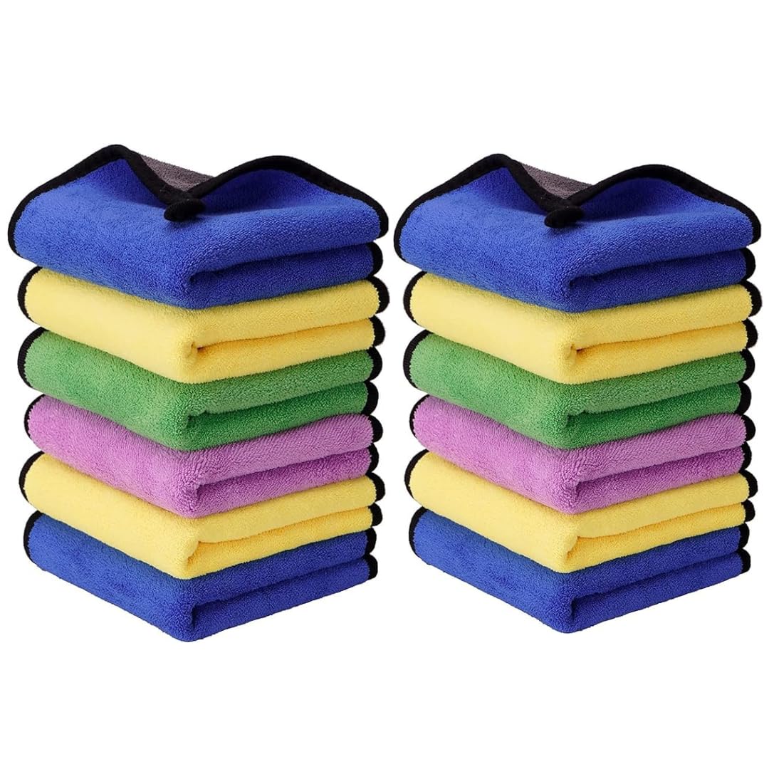 autokaar 600 GSM Microfiber Towel for Car/Bike/Home/Furniture/Kitchen/Office/Bathroom/Salon/Restaurant/Shop 40 x 60 cm, Pack of 12