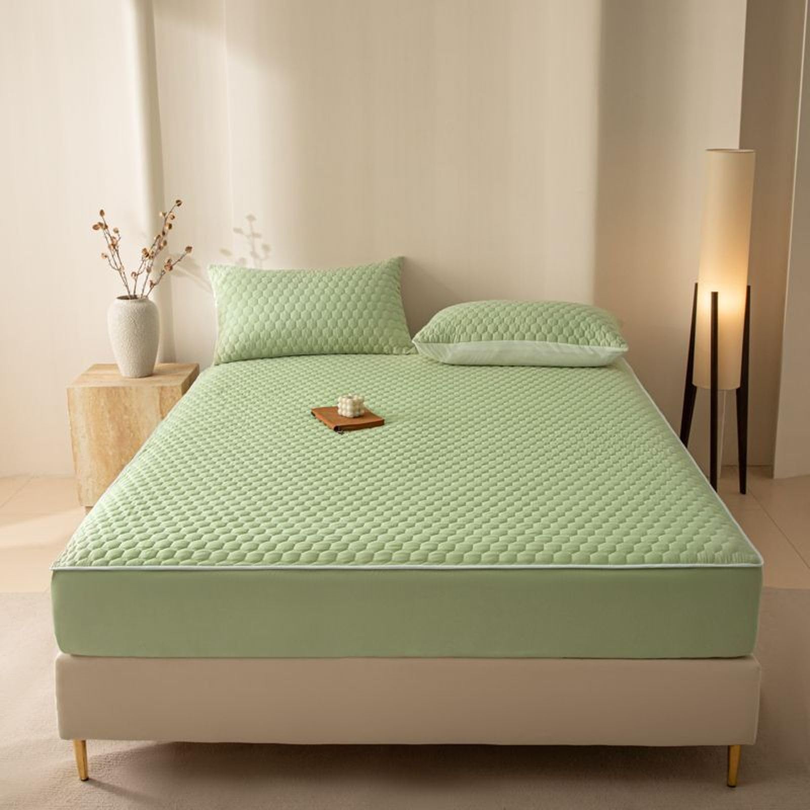 Sábana bajera impermeable de 120 x 200 cm + funda de almohada suave, silenciosa, lavable, transpirable, funda protectora de colchón de 30 cm de profundidad para máxima comodidad