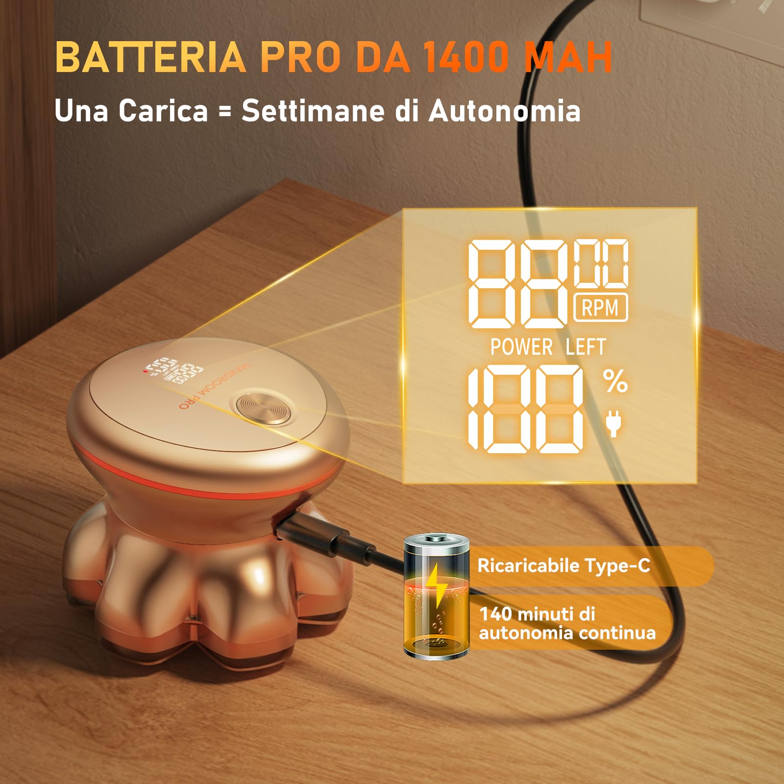 MAXGROOM PRO 7D Rasoio Testa Calva 2 Velocità 7500RPM & 8800RPM, 2026 Rasoio Elettrico Capelli Uomo Rasa Capelli Uomo a Zero Assoluto, Shaver Capelli, Regalo per Papà e Marito (Oro)
