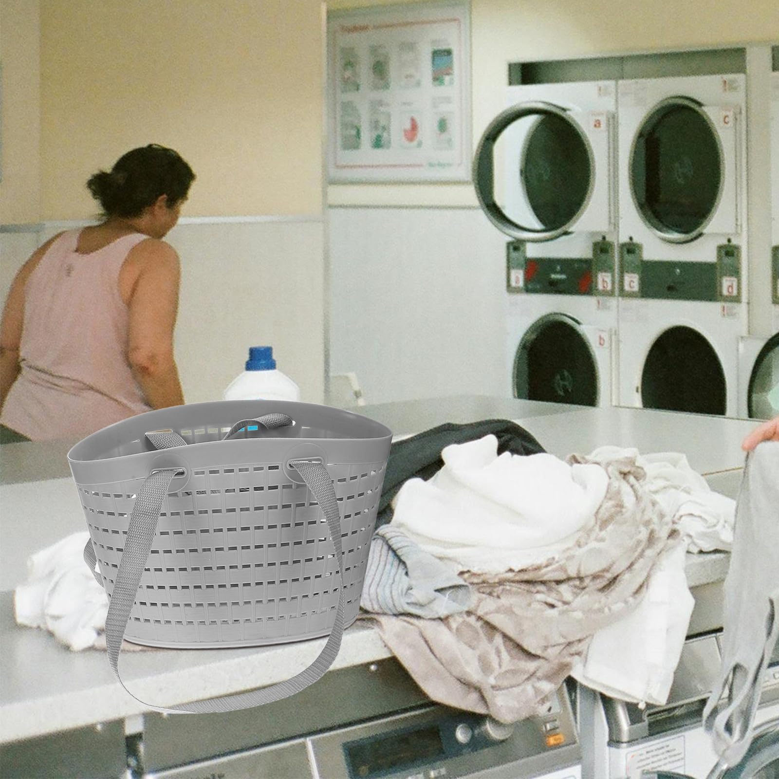 VALICLUD Cestino Portabiancheria in Plastica Pp con Manico 2 Pezzi per Lavanderia e Bagno, Resistente e Pratico, per Giocattoli e Calzini