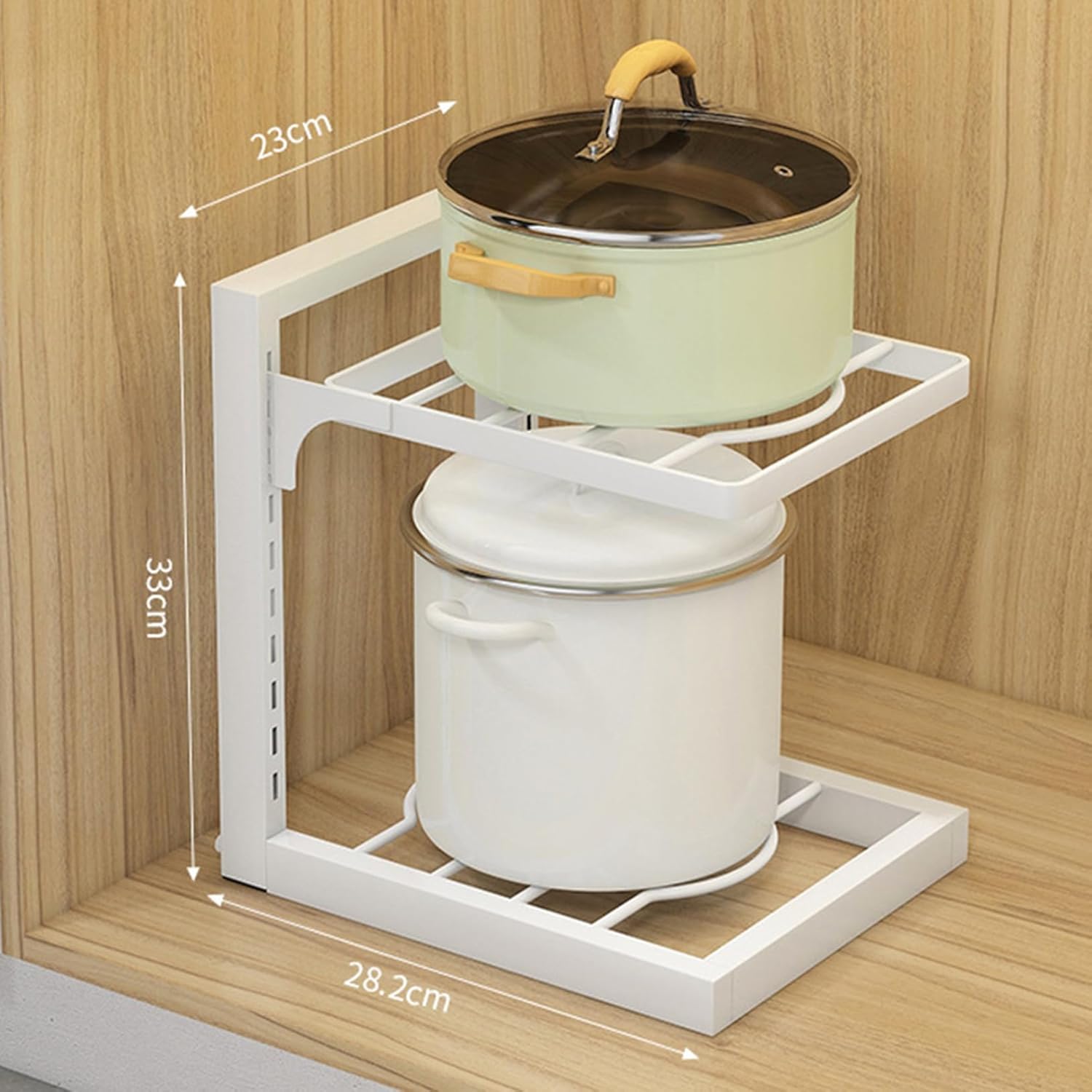 [YXSNG] 鍋スタンド 2段 シンク下 鍋ラック フライパンラック コンパクト 炭素鋼 鍋 フライパン 滑り止め 取り出しやすい