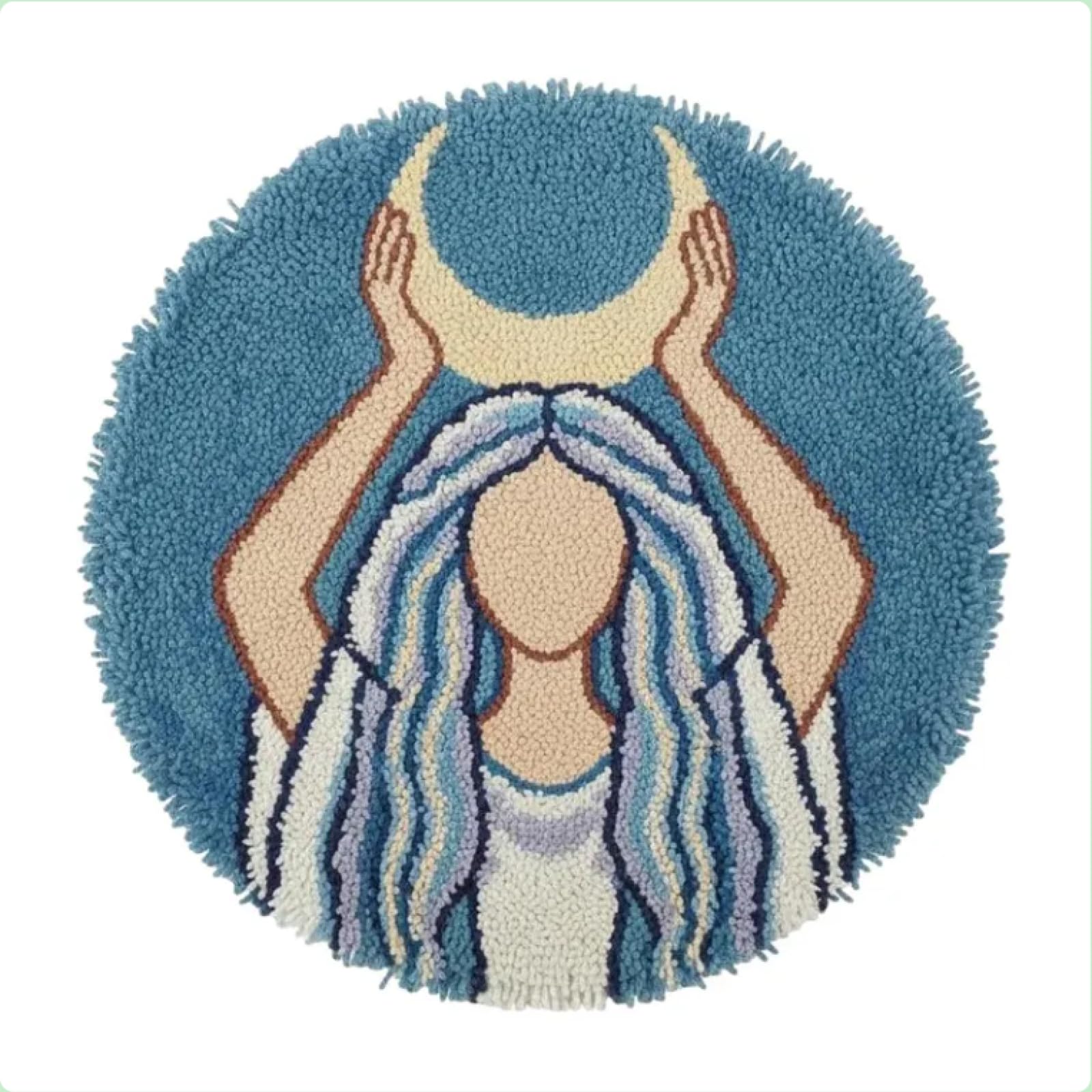 Moon Goddess Latch Hook Kit Celestial Woman Rug Making Witchy Home Decor