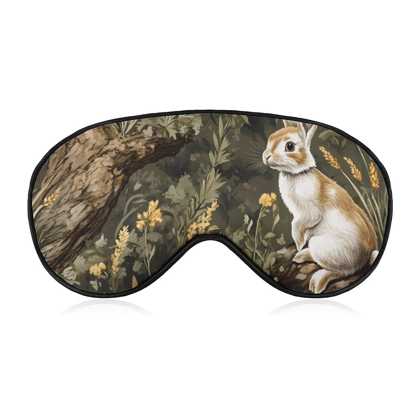 Rabbits Tree Autumn Hunting Sleep Mask Eye Shade Cover Adjustable Strap for Travel Lunch Break Women Men