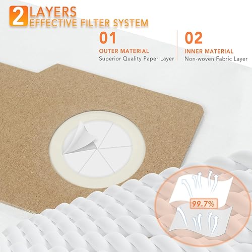 Miniatura 3 de Bolsas de vacío tipo ULO para aspiradora vertical Kenmore 5068, 50688, 50690, 50105, paquete de 8 bolsas de papel para Miele tipo Z, S170-S180,