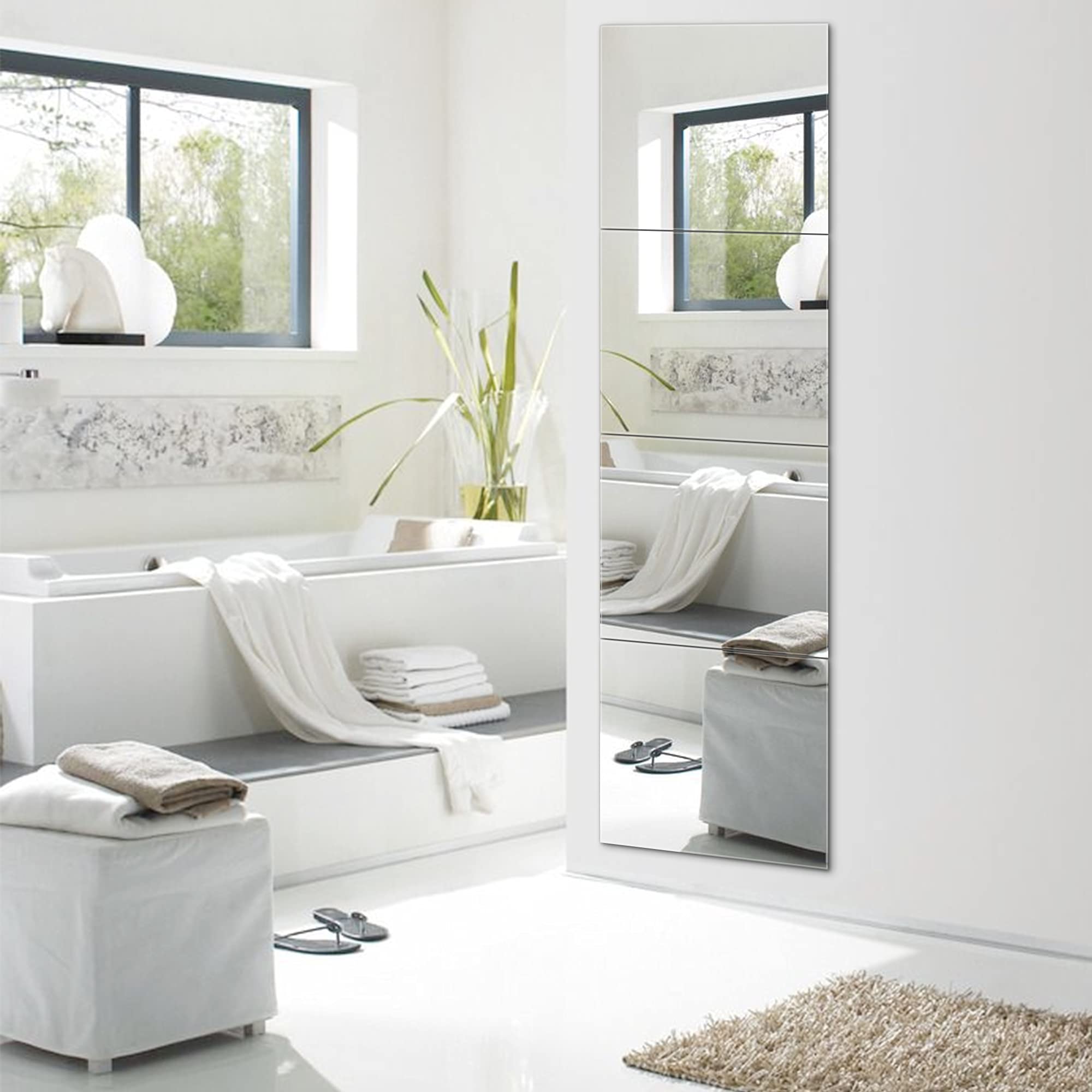 pentaQ Full Length Mirror Tiles 4 Pack, 12x12 Inches, High Definition