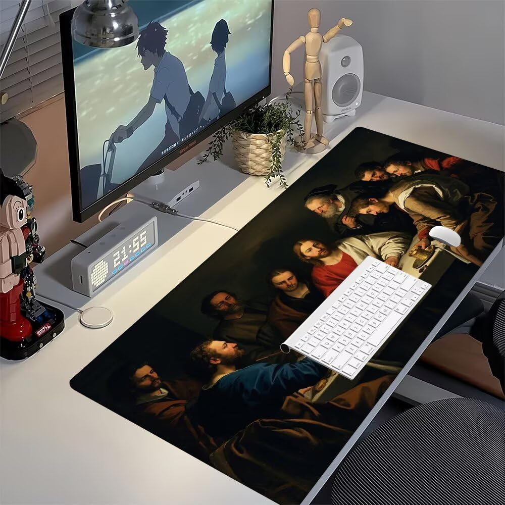 L'Ultima Cena Tappetino Mouse XXL 1000x500x3mm, Gaming Tappetino Mouse Mousepad con Base in Impermeabile Gomma Antiscivolo per Tastiera Computer Ufficio Idea Regalo Festa del Papà e Compleanno X-1000