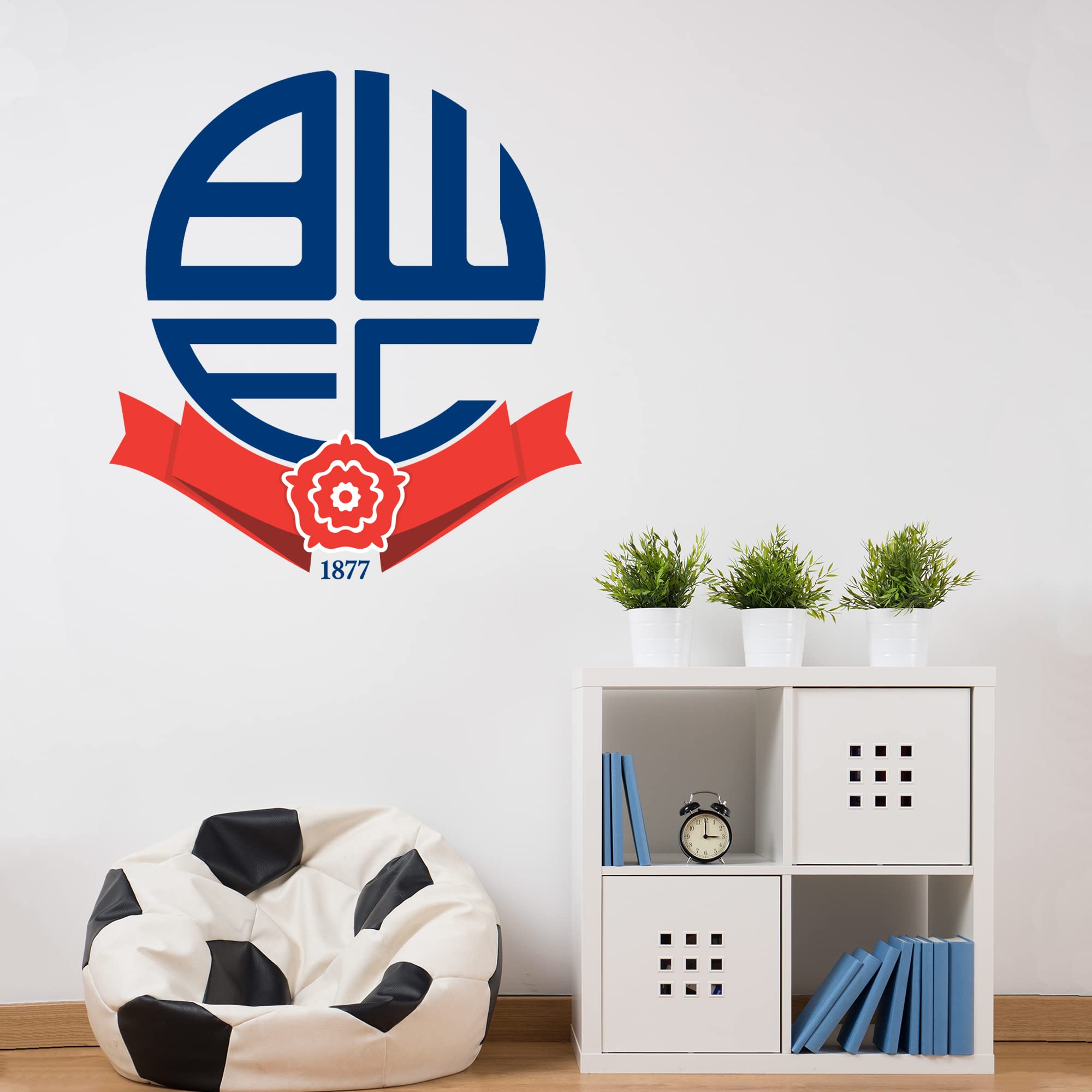Beautiful Game White Bolton Wanderers Football Club Official Crest Wall Sticker (60Cm Height X 50Cm Width)