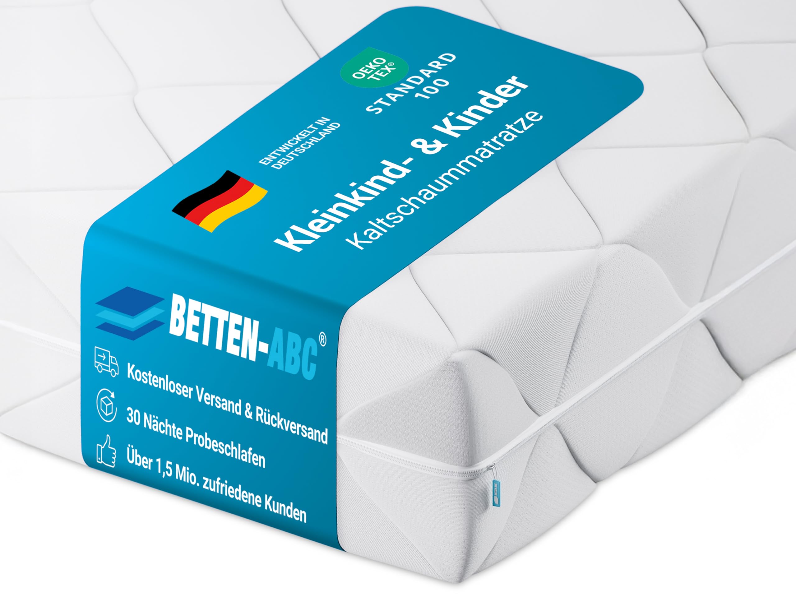 Betten-ABC Bambini Baby- und Kleinkindmatratze, Bezug waschbar, Gesamthöhe ca.12 cm, ÖkoTex Zertifiziert, produziert nach deutschem Qualitätsstandard (Größe: 80 x 180 cm)