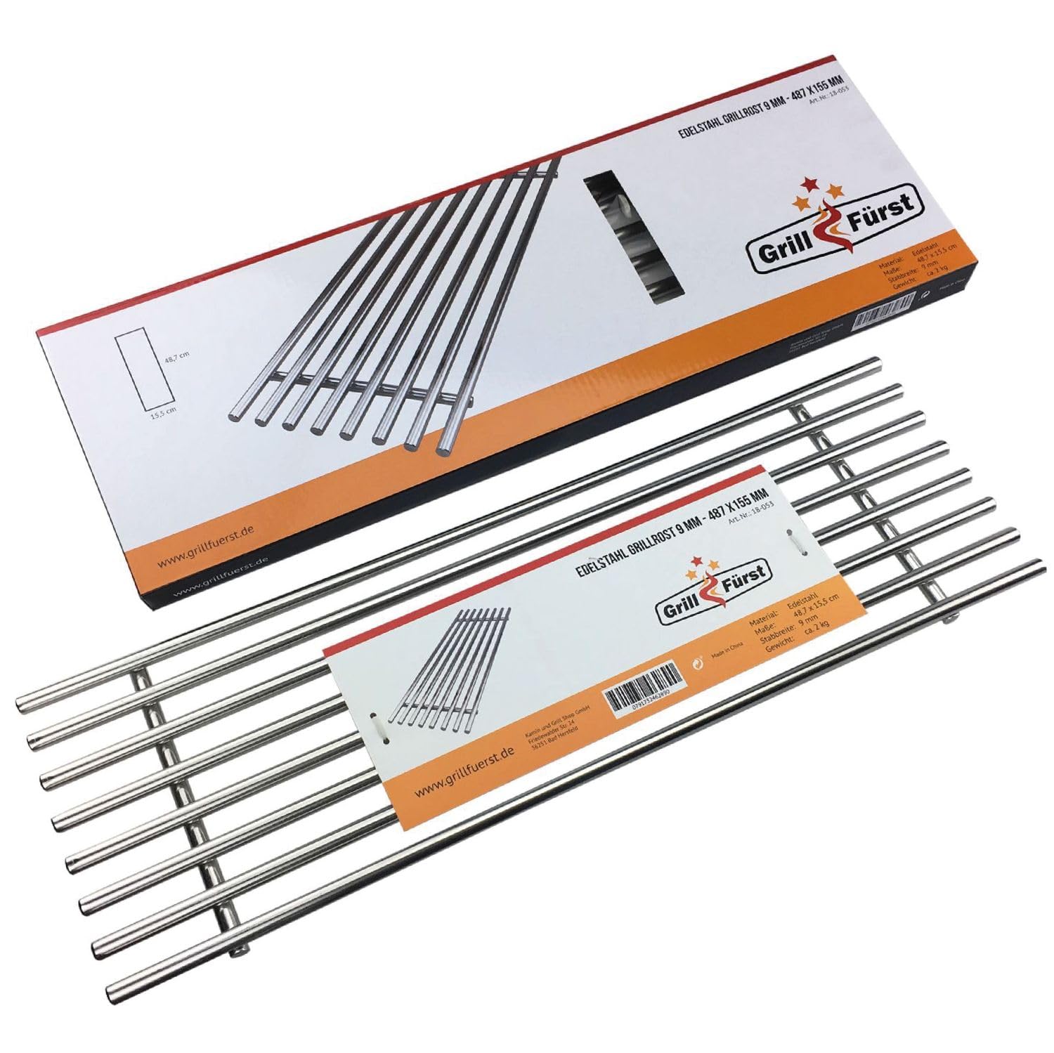 Grillfürst Edelstahl Grillrost für Broil King Imperial und Broil King Regal - pflegeleichtes Grillgitter mit 9 mm starken Streben, Ersatz Grillrost im Format 48,7 x 15,5 cm